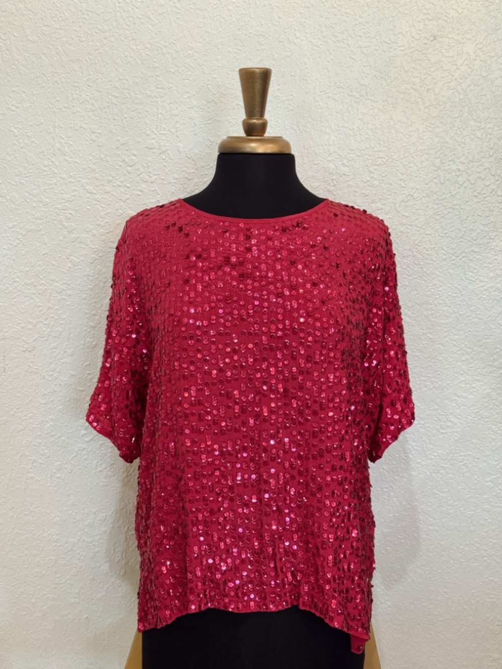 Velvet by Graham & Spencer Berry Pink Sequin Short Sleeve Top